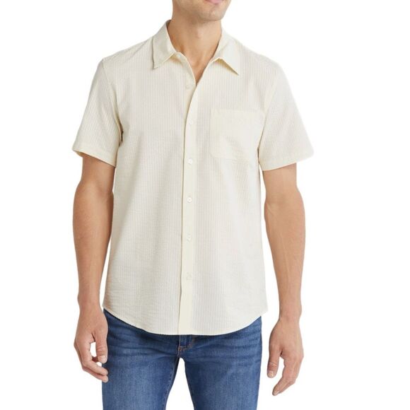NWT Joe’s cotton short sleeves button up shirt in Ecru color. Size M - Picture 2 of 12